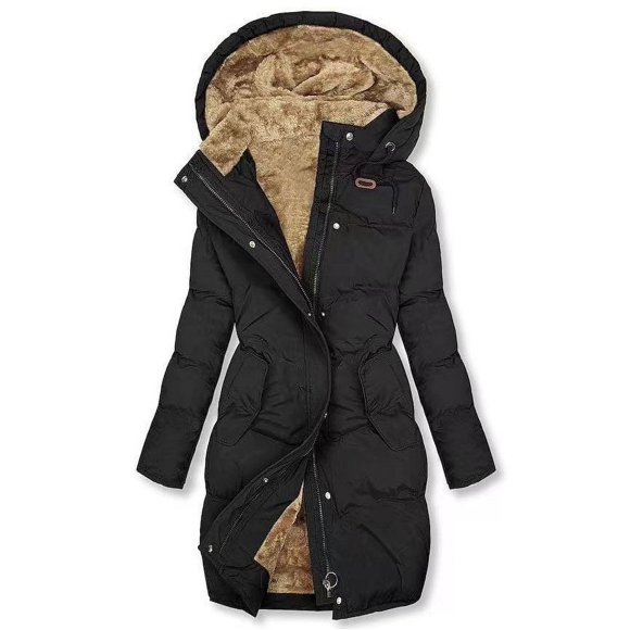 Snorda Women's FALL And Winter Clothing, Solid Color Hooded Plush Cotton