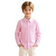 thumbnail image 5 of FYDUU Kids Boys Girls Long Sleeve Striped Shirts Children's Button Down Dress Shirts Formal School Uniform Tops Back To School Clothes 8-9 Years, 5 of 6