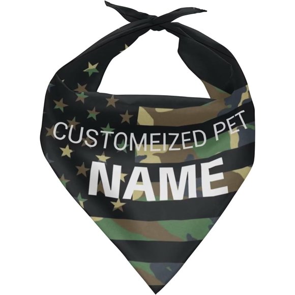 Custome Name Pet Bandanas Boys Camo America Flag Dog Salive Towel Puppy Triangle Bibs Adjustable Scarf Neckerchief Pet Customized Accessory Decr