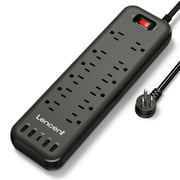 LENCENT 3 Prong Power Strip with Surge Protector Usb C,6 FT Extension Cords indoor outlet adapter with 12 Outlets and 4 USB Ports & 1USB C Port