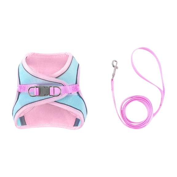 Soft Breathable Cat Vest Harness Escape Prevent Reflective Strip Adjustable Strap Lightweight Outdoor Walking Accessory Pink XXS
