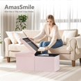 thumbnail image 3 of Footrest Ottoman Bench with Storage,34Inch Pink Teddy Velvet Footstool, Coffee Table, Padded Seat, Storage Chest,Blanket Store with Flipping Lid for Livingroom and Bedroom, 3 of 11