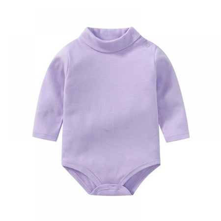 

Baby Boys Girls Solid Color Basic Turtleneck Cotton Bodysuit Jumpsuit 0-2 Years