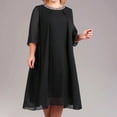 thumbnail image 2 of Sngxgn Women's Summer Long Sleeve Dress Crewneck Lace Flowy Tiered Midi Dresses(Black,L), 2 of 9