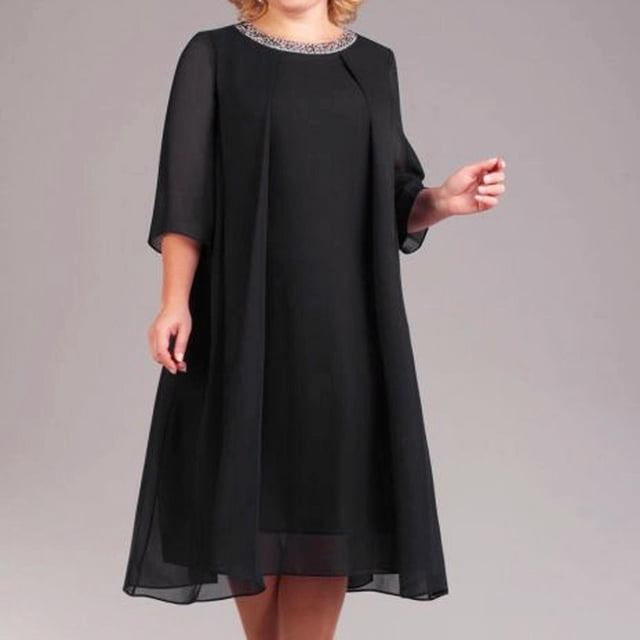 IDALL Robes d'Été, Robes Petites Femmes Grande Taille Robe Midi Courte à Sequins Robe de Cocktail Soirée Robe à Sequins, Robes Mode, Robes Femmes Robe Noire 2TG