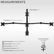 VIVO Steel Quad Monitor Desk Mount Adjustable 3 + 1 Stand | 4 Screens up to 32