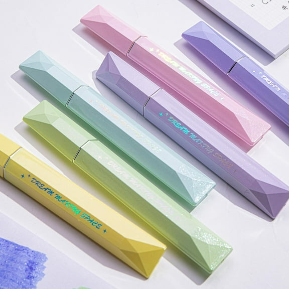 Glitter Pastel Highlighter,Set of 4 Pcs Cute Aesthetic Highlighters Assorted Colors,Chisel Tip,Metallic Highlighters for Journal Planner, Highlighting, Note-taking,Glitter Ink set