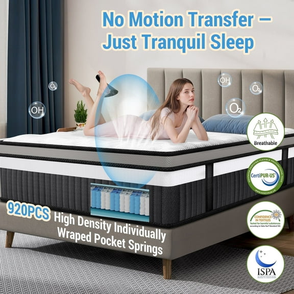 King Size Mattress, 14 Inch Gel Memory Foam King Mattress for Cooling Night & Pressure Relief, Medium Plush Feel with Motion Isolating
