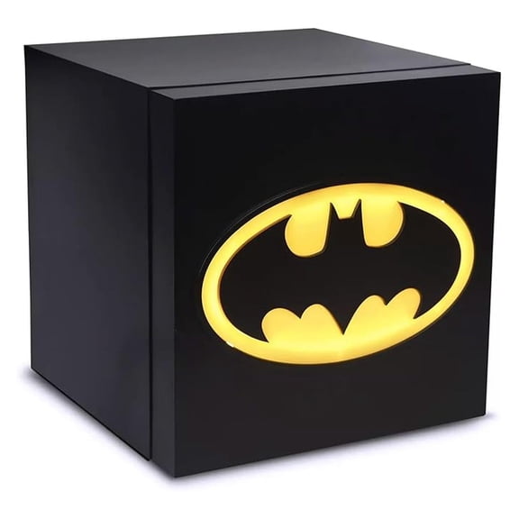 Batman Thermoelectric Cooler - 6.7L Mini Fridge Holds 9 Cans - Portable Electric Cooler for Home, Office, Dorm - Black & Yellow