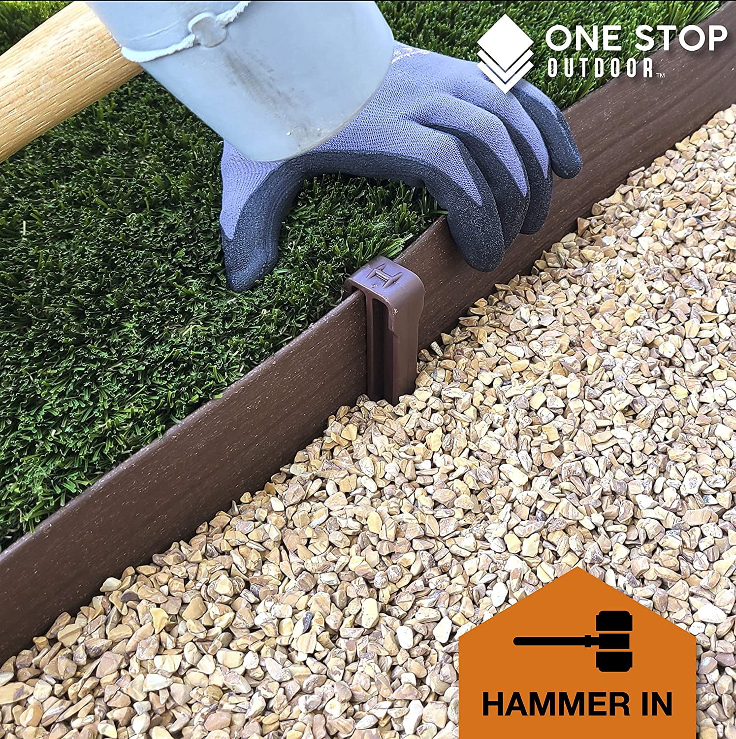USA MADE - (25 PACK) Brown 10" Inch Heavy Duty Plastic Landscape Edging Stakes, Anchoring Spikes For Edging & Terrace Board (Fits Most Brands Dimex EasyFlex Master Mark) (25)