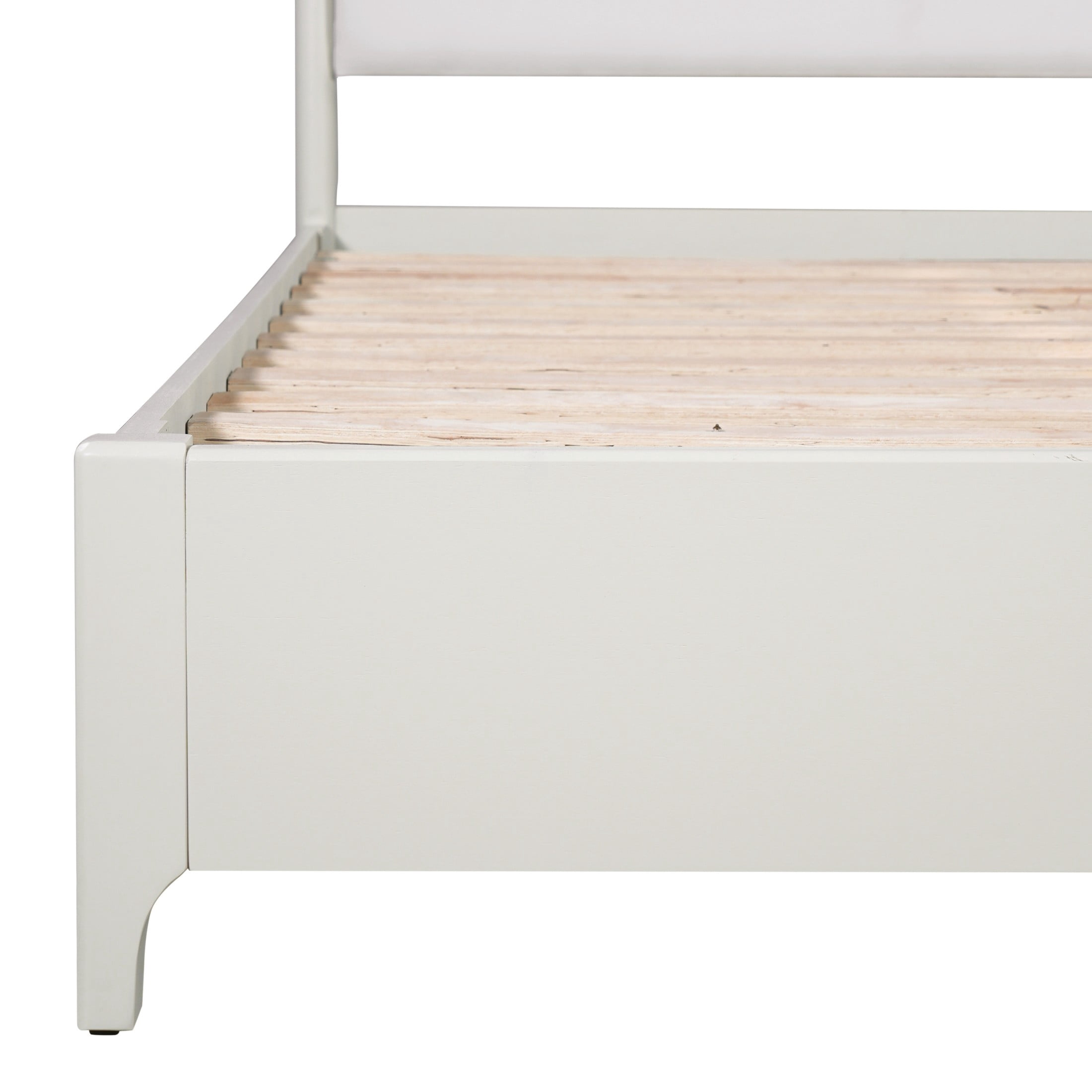 Christopher Knight Home Transitional Platform Bed Frame with Upholstered Headboard, King Size, White