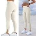 thumbnail image 5 of Gibobby Pantalones de yoga Pantalones de yoga para mujer con cintura alta dividida Leggings de yoga de cintura alta elásticos en 4 direcciones para (Blanco,XL), 5 of 5