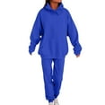 thumbnail image 4 of Miluxas Women's Two Piece Outfits Solid Sweatsuits Set Long Sleeve Pullover Hoodie and Jogger Sweatpants Tracksuit Lounge Sets Blue M(M), 4 of 4