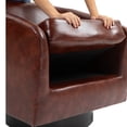 thumbnail image 4 of DREAMSIDEA PU Leather Swivel Barrel Chair Living Room,Swivel Chairs Set of 2 Round Armchair for Living Room, Office, Bedroom -Red Brown, 4 of 6
