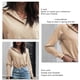 thumbnail image 5 of Blusa de mujer Cuello en V Manga larga Color puro Fibra de poliéster suave Camisa cómoda de mujer para el trabajo diario Caqui M, 5 of 6