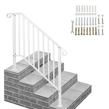 UBesGoo 1-4 Step Handrails Steps Stairs Outside White w/ Installation Kit