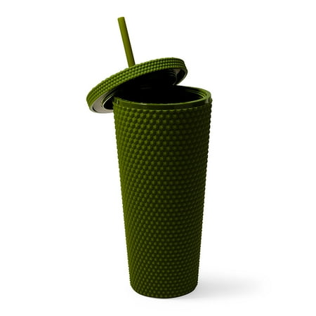 

West & Fifth 24oz Matte Olive Studded Reusable Water Bottle Tumbler