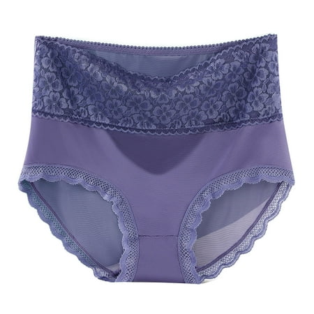 Bigersell Bikini Underwear for Women Clearance Womens No Show Underwear Period Panty Style P-1673 Spandex Thong Panties Ladies Thongs Briefs High Waist Women s Panties Purple L