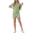 thumbnail image 2 of INSPIRE CHIC Women's Mother's Day Pajamas Button Down Sleepwear Short Sleeve Top with Shorts Casual Lounge Sets M Green, 2 of 4