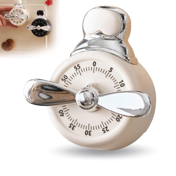 60 Minute Mechanical Kitchen Timer - Visual Kitchen Cooking Timer Clock with Loud Alarm - Manual Countdown Timer for Classroom, Home, Study, Yoga and Cooking White