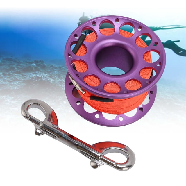 Fishing Line Reel, 30m / 98.43ft Aluminum Diving Reel Aviation Multi Purpose Finger Spool With Double Ended Hooks
