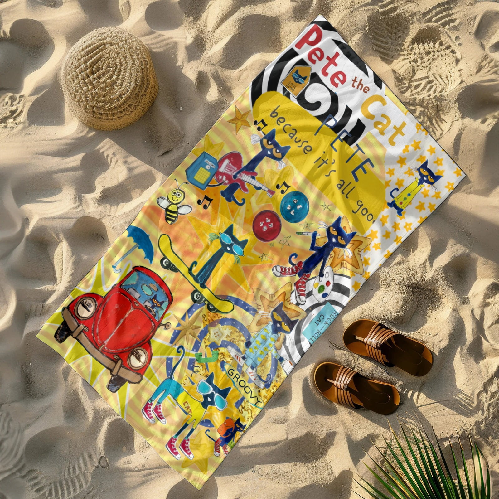 Pete the Cat Gifts Beach Towel for Women Girl Birthday Inspired Fan Bath Outdoor Music Lover