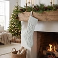 thumbnail image 2 of Cable Knit Christmas Stockings, 18 Inch Diamond Pattern Hanging Stocking, Indoor Outdoor Festive Christmas Decorations for Fireplace Mantel, Christmas Tree, Storage Candy and Christmas Holiday Gifts, 2 of 7