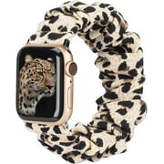 TOYOUTHS Elastic Scrunchies Band Apple Watch Band 38mm 40mm 41mm Cloth Soft Pattern Printed Fabric Wristband Women,Leopard