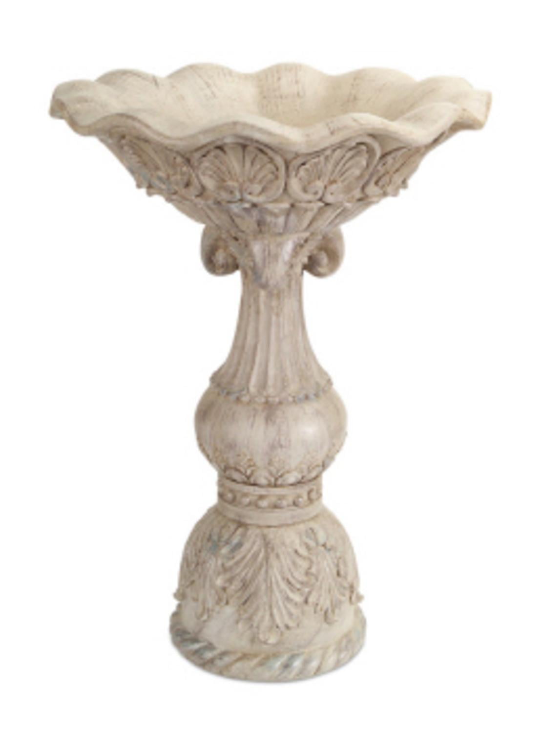 23" Outdoor Medium Style Birdbath with an Elegant Design on the Sides by Melrose