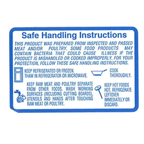 Safe handling instructions label