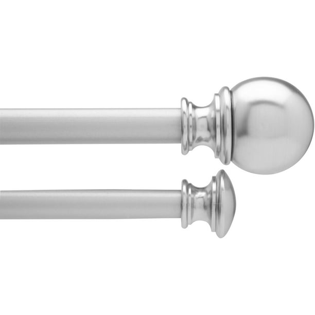 HomeTrends 66120" Ball Adjustable Double Curtain Rod for Windows, 3/4