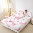 thumbnail image 3 of Manfei Letter S Initial Print Queen Sheet Sets For Girl,Elegant Pink Bowknot Kids Bed Set,4-Piece, 3 of 6
