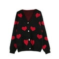 thumbnail image 4 of Cardigans for Women Heart Print Valentine's Day Sweaters Loose Casual Button Down Long Sleeve Open Front Knit Cardigans Alsol Lamesa, 4 of 6
