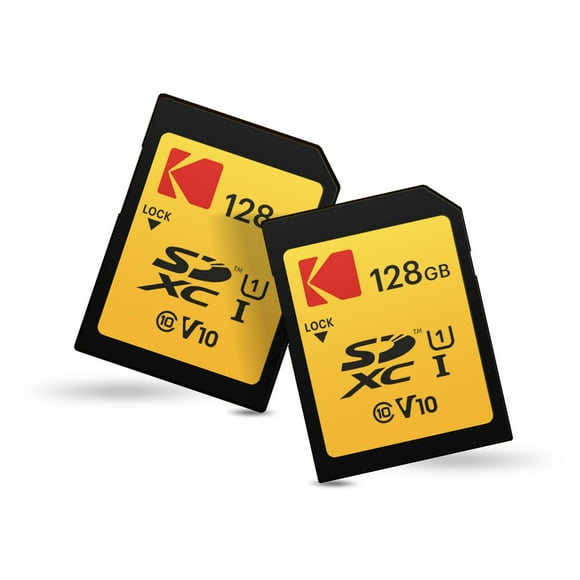 Tarjeta de memoria Kodak de 128 GB, clase 10, UHS-I U1 V10 Full HD, paquete de 2