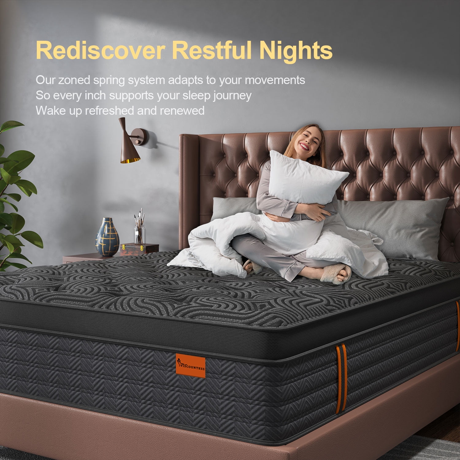 Viscountess Twin Mattress 14inch Gel Memory Foam Hybrid Mattress in a Box Innnerspring Medium Firm Comfort