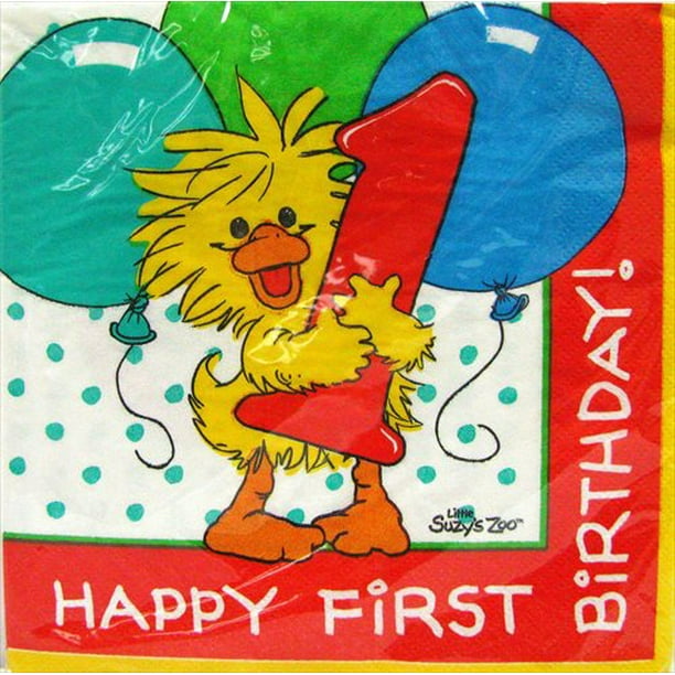 Little Suzy S Zoo Witzy S One 1st Birthday Lunch Napkins 16ct Walmart Com Walmart Com