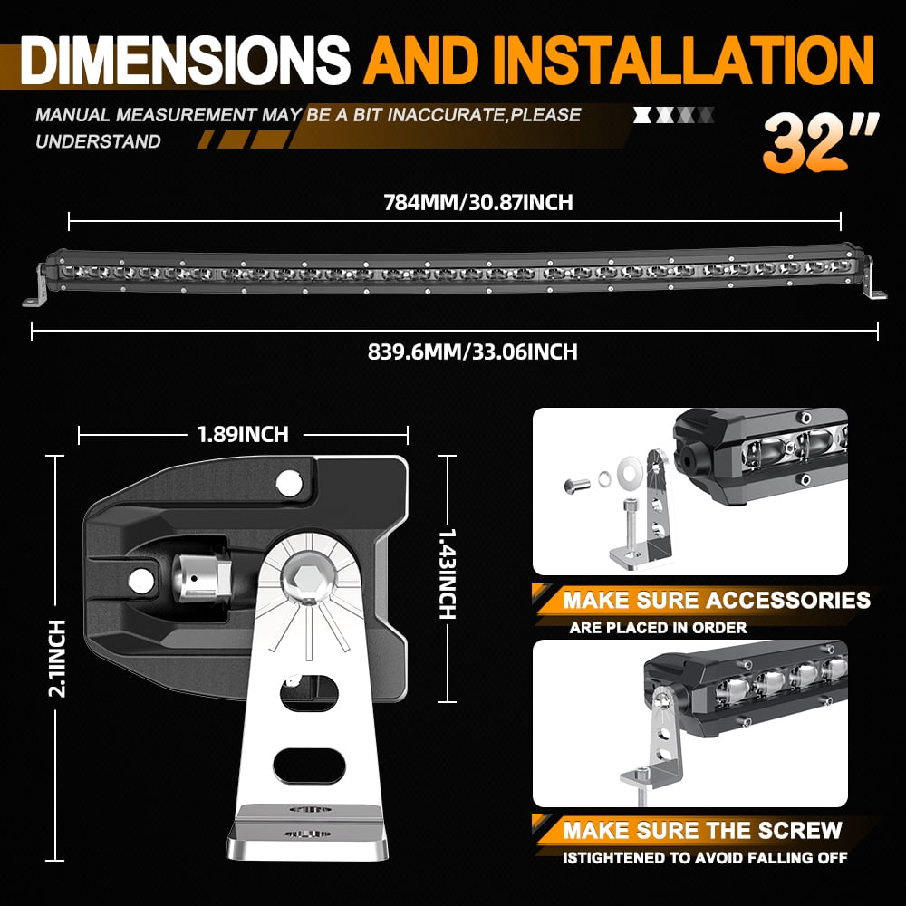 Slim Curved 20 26 32 38 44 50 LED Light Bar Single Row Off Road Driving ATV SUV