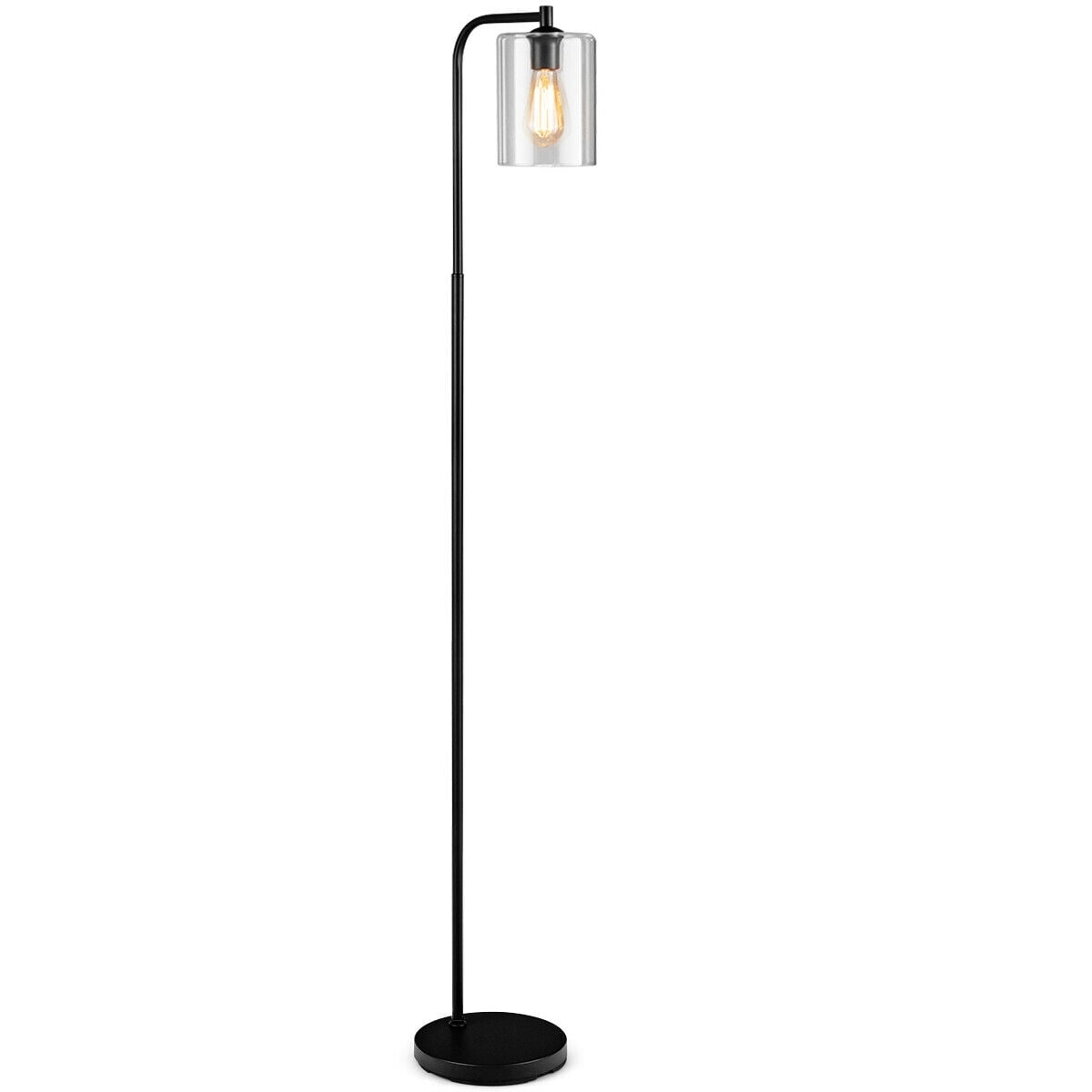 Topbuy Indoor Modern Industrial Floor Lamp With Glass Shade Tall Pole