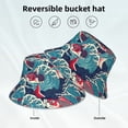 thumbnail image 3 of Vsdgher Fish In The Wave Print Bucket Hat for Men&Women Bucket Hat Reversible Summer Double-Side-Wear Travel Gardening, Beach, Camping, Hiking, Fishing Cap, 3 of 5