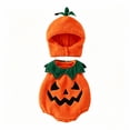 thumbnail image 2 of GiLiling Baby Plush Halloween Pumpkin Romper with Accessories, Graphic Print, Soft Plush Fabric, Kids Halloween Holiday Party Wear, 2 of 7