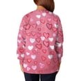 thumbnail image 4 of Women Valentines Day Scrub Jackets Plus Size Loose Long Sleeve Cute Love Hearts Graphic Scrubs Hoilday Button Snap Front Scrub Tops Medical Nurse Workwear Nursing Uniform with Pockets Pink M, 4 of 5