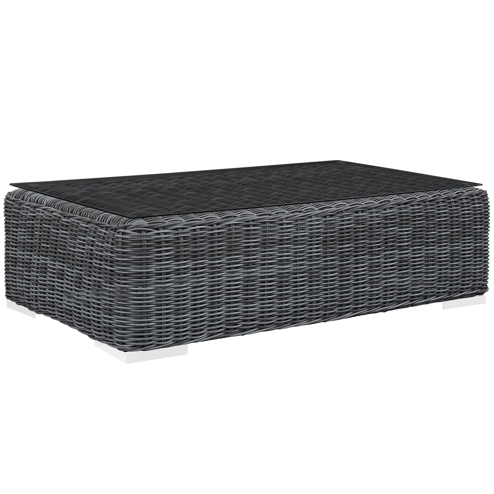 Modway Summon 5-Piece Aluminum Rattan Patio Sectional Set - Canvas/Navy