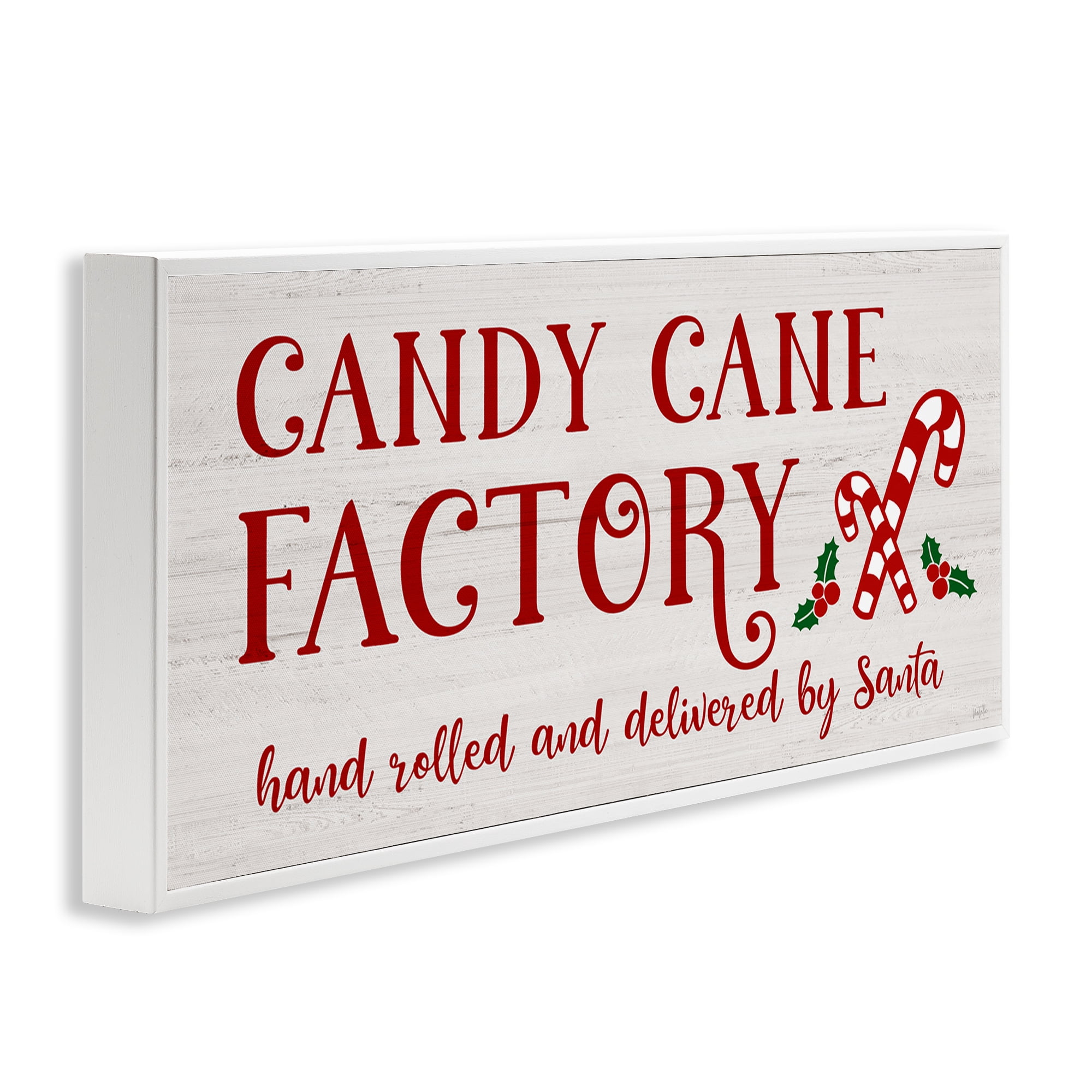Stupell Industries Candy Cane Factory Holiday Painting White Framed Art Prints Wall Art, 30 x 13
