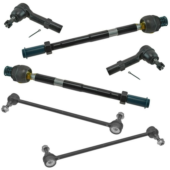TRQ 6 Piece Steering Suspension Kit Inner Outer Tie Rod Ends w/ Sway Bar Links PSA60052