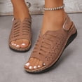 thumbnail image 2 of Rokment Womens Orthopedic Wedges Gladiator Sandals Vintage Comfortable Hollow out Leather Platform Arch Support Walking Dress Sandals for Beach Summer Brown Size 6.5, 2 of 5