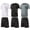 GREY-WHITE-BLACK, variant on 3 pack Mens Gym Short Sleeve T-Shirt Set Athletic Basketball Workout Running Shorts,S-3XL