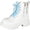 #1 White, variant on Women's Ankle Boots Plus Size Round Toe Thick Sole Side Zipper Lace Up Comfortable Booties for Women Size 5.5-11 Fashion Dress Shoes Fall Winter Footwear Casual Walking Daily