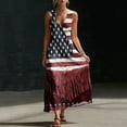 thumbnail image 4 of Fewfanhot 4th of July Women 250th Anniversary American Flag Maxi Dress, V-Neck Sleeveless Patriotic Star Stripe Long Dress with Pockets, Casual Summer Loose Fit Sundress, S-3XL, 4 of 8