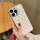 thumbnail image 4 of For iPhone 15 Pro Max Case Rhombus Stitching PU Leather + TPU Shockproof Phone Cover - Black, 4 of 5