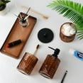 thumbnail image 7 of Bathroom Accessories Set,4 Pcs Amber Glass Bathroom Accessories Sets Complete with Lotion Soap Dispenser,Toothbrush Holder,Qtip Holder Dispenser and Vanity Tray,Bathroom Countertop Vanity Organizer, 7 of 7